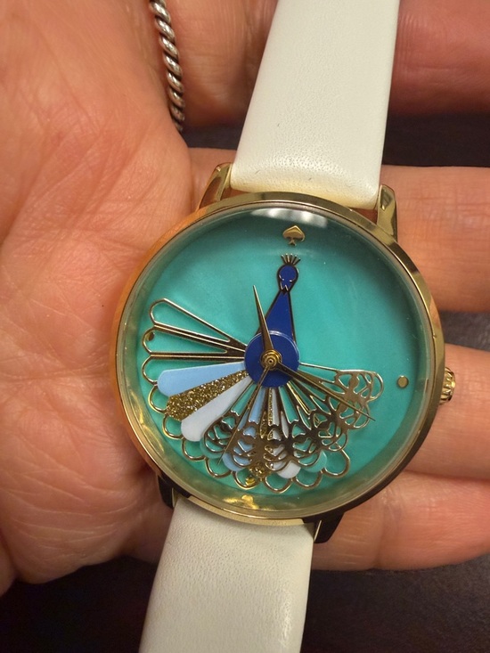 kate spade Turquoise Dial Peacock Motif Gold-Tone Watch with Blue Accents